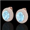 Image 1 : 8 ctw Aquamarine & Micro Pave VS/SI Diamond Earrings 14k Rose Gold - REF-208W2H