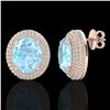 Image 2 : 8 ctw Aquamarine & Micro Pave VS/SI Diamond Earrings 14k Rose Gold - REF-208W2H
