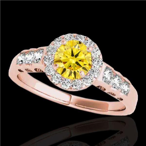 1.55 ctw Certified SI/I Fancy Intense Yellow Diamond Ring 10k Rose Gold - REF-190W9H