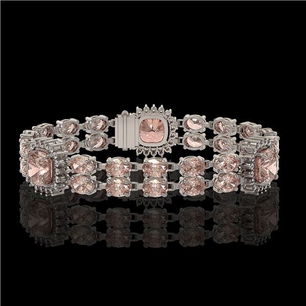 18.59 ctw Morganite & Diamond Bracelet 14K White Gold - REF-331R8K