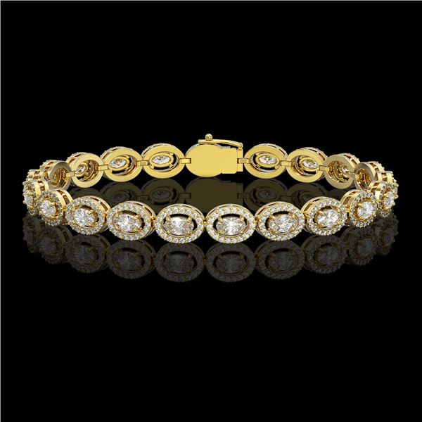 8.06 ctw Oval Cut Diamond Micro Pave Bracelet 18K Yellow Gold - REF-699G3W