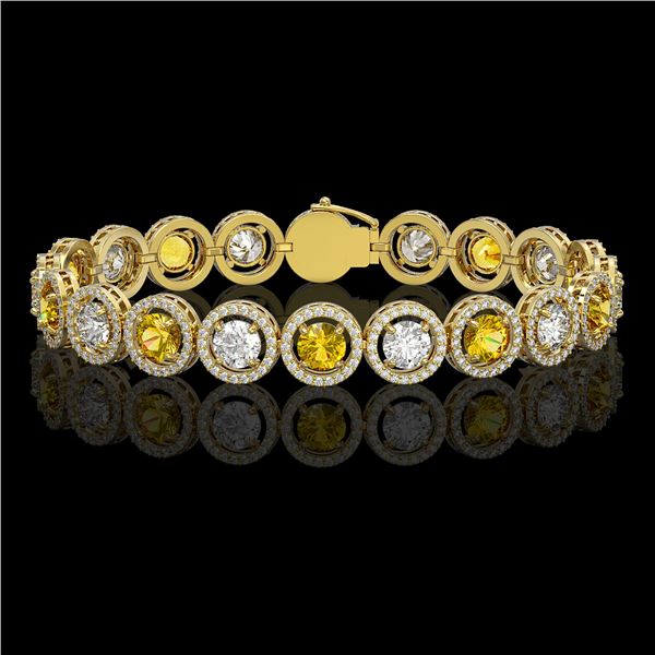 13.76 ctw Canary & Diamond Micro Pave Bracelet 18K Yellow Gold - REF-1461G3W