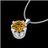 Image 2 : 0.85 ctw Intense Fancy Yellow Diamond Art Deco Necklace 18k White Gold - REF-109R3K