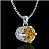 Image 3 : 0.85 ctw Intense Fancy Yellow Diamond Art Deco Necklace 18k White Gold - REF-109R3K