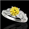 Image 1 : 1.5 ctw Certified SI Intense Yellow Diamond Antique Ring 10k White Gold - REF-245N5F