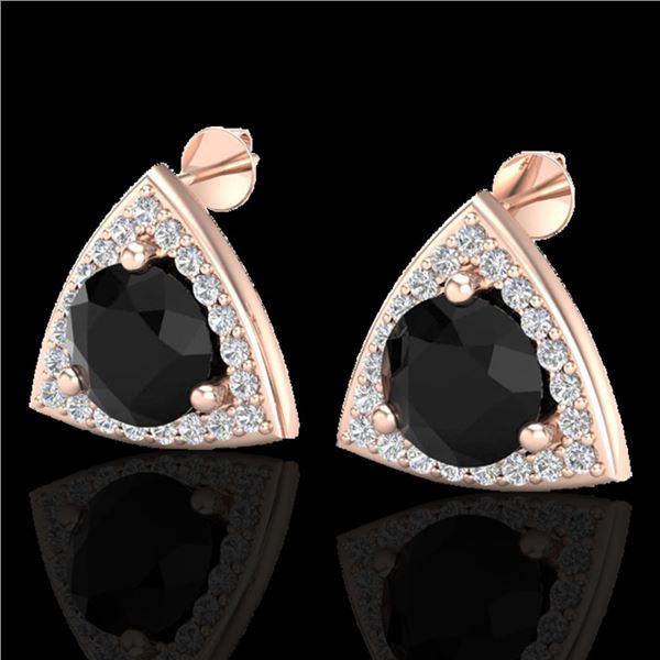 3.50 ctw Micro Pave Black Diamond Stud Earrings 14k Rose Gold - REF-136R4K