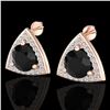 Image 1 : 3.50 ctw Micro Pave Black Diamond Stud Earrings 14k Rose Gold - REF-136R4K