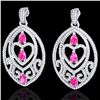 Image 1 : 7 ctw Sapphire Pink & Micro Pave Diamond Heart Earrings 18k White Gold - REF-418M2G