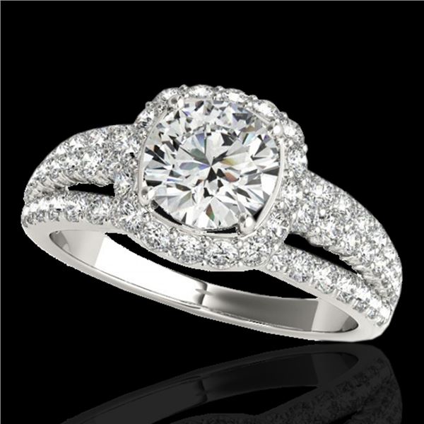 2 ctw Certified Diamond Solitaire Halo Ring 10k White Gold - REF-204W5H