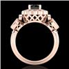 Image 3 : 1.5 ctw Fancy Black Diamond Art Deco 3 Stone Ring 18k Rose Gold - REF-170A2N