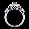 Image 3 : 1.5 ctw Intense Fancy Yellow Diamond Art Deco Ring 18k White Gold - REF-309R3K