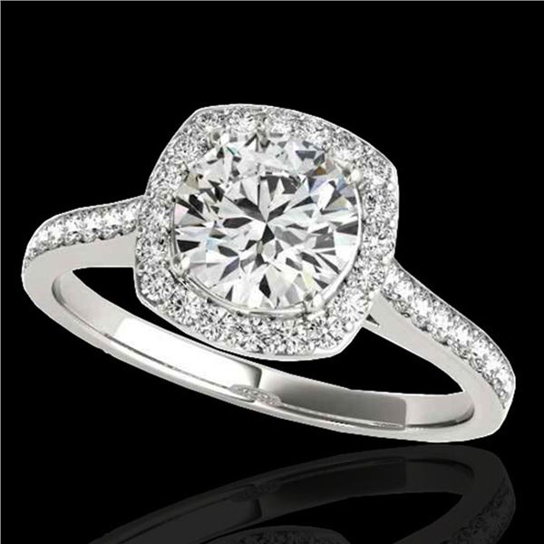 1.65 ctw Certified Diamond Solitaire Halo Ring 10k White Gold - REF-244R3K