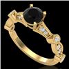 Image 1 : 1.03 ctw Fancy Black Diamond Engagment Art Deco Ring 18k Yellow Gold - REF-80G2W