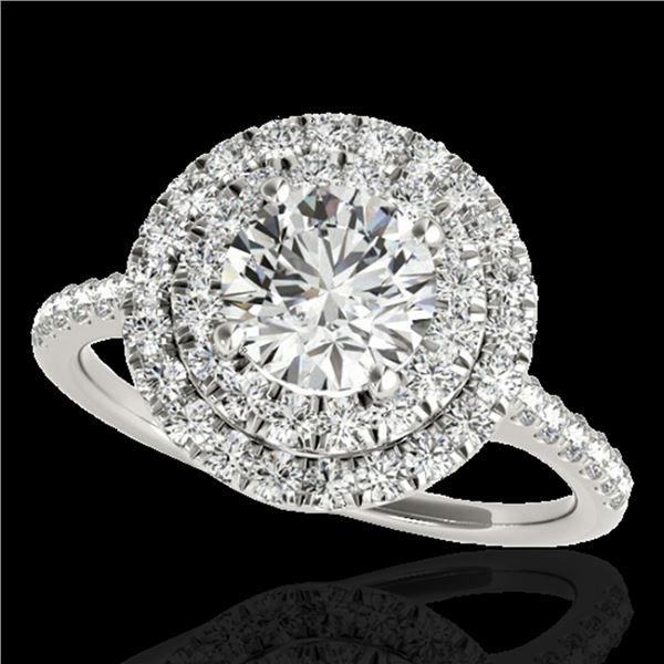 1.5 ctw Certified Diamond Solitaire Halo Ring 10k White Gold - REF-197M8G