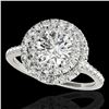 Image 1 : 1.5 ctw Certified Diamond Solitaire Halo Ring 10k White Gold - REF-197M8G
