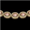 Image 3 : 31.96 ctw Morganite & Diamond Micro Pave Halo Necklace 10k Yellow Gold - REF-672Y8X