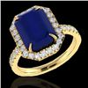 Image 2 : 5.33 ctw Sapphire & Micro Pave VS/SI Diamond Ring 18k Yellow Gold - REF-77Y3X