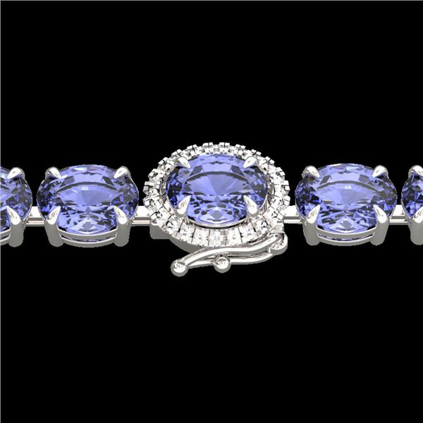 32 ctw Tanzanite & VS/SI Diamond Micro Bracelet 14k White Gold - REF-328M9G