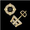 Image 3 : 2.75 ctw Fancy Black Diamond Micro Pave Stud Earrings 18k Yellow Gold - REF-180F2M