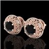 Image 1 : 1.31 ctw Fancy Black Diamond Art Deco Stud Earrings 18k Rose Gold - REF-81A8N