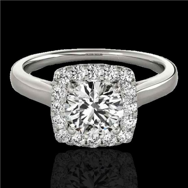 1.37 ctw Certified Diamond Solitaire Halo Ring 10k White Gold - REF-197X8A