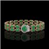 Image 1 : 19.57 ctw Emerald & Diamond Bracelet 14K Rose Gold - REF-263A6N