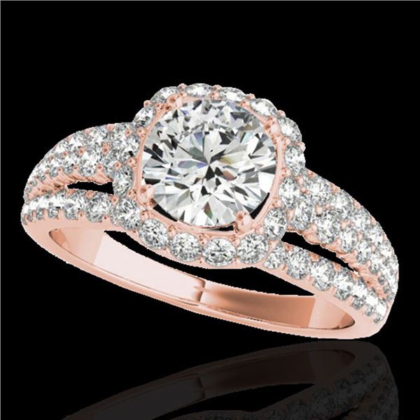 2.25 ctw Certified Diamond Solitaire Halo Ring 10k Rose Gold - REF-237G3W