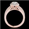 Image 2 : 2.25 ctw Certified Diamond Solitaire Halo Ring 10k Rose Gold - REF-237G3W