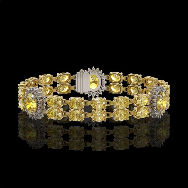 15.74 ctw Citrine & Diamond Bracelet 14K Yellow Gold - REF-254K5Y