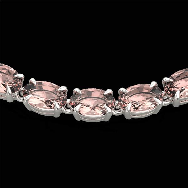 28 ctw Morganite Eternity Tennis Necklace 14k White Gold - REF-326G9W