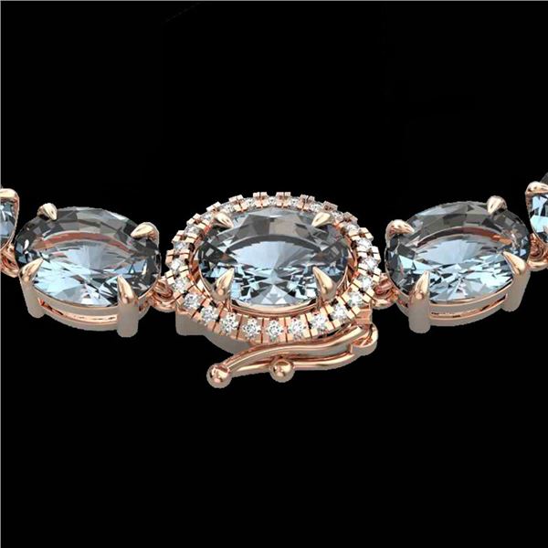 90 ctw Sky Blue Topaz & VS/SI Diamond Micro Necklace 14k Rose Gold - REF-281R8K