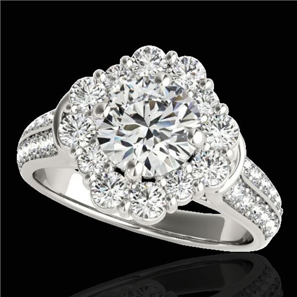 2.81 ctw Certified Diamond Solitaire Halo Ring 10k White Gold - REF-307A2N