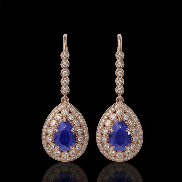 10.15 ctw Sapphire & Diamond Victorian Earrings 14K Rose Gold - REF-272F2M