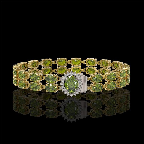 26.92 ctw Tourmaline & Diamond Bracelet 14K Yellow Gold - REF-336H4R