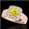 Image 1 : 1.55 ctw Certified SI/I Fancy Intense Yellow Diamond Ring 10k Rose Gold - REF-190N9F