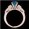 Image 2 : 2.5 ctw SI Certified Fancy Blue Diamond Pave Solitaire Ring 10k Rose Gold - REF-245K5Y