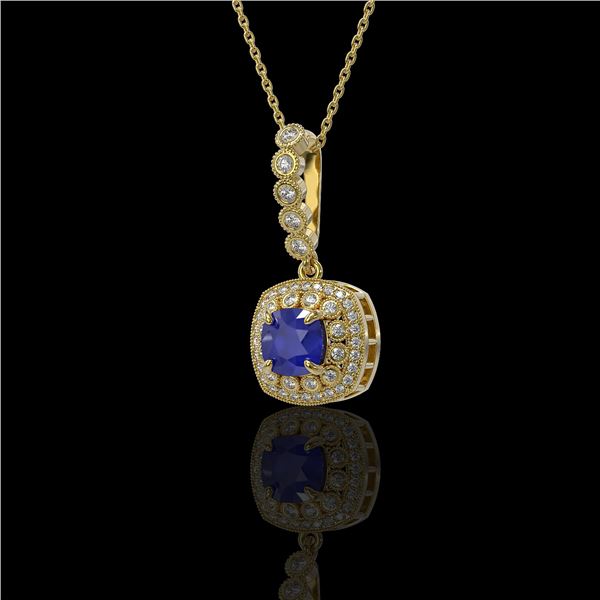 2.55 ctw Sapphire & Diamond Victorian Necklace 14K Yellow Gold - REF-100K2Y