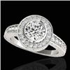 Image 1 : 1.50 ctw Certified Diamond Solitaire Halo Ring 10k White Gold - REF-197R8K