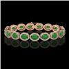 Image 1 : 21.78 ctw Jade & Diamond Micro Pave Halo Bracelet 10k Rose Gold - REF-250R9K