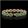 Image 2 : 21.78 ctw Jade & Diamond Micro Pave Halo Bracelet 10k Rose Gold - REF-250R9K