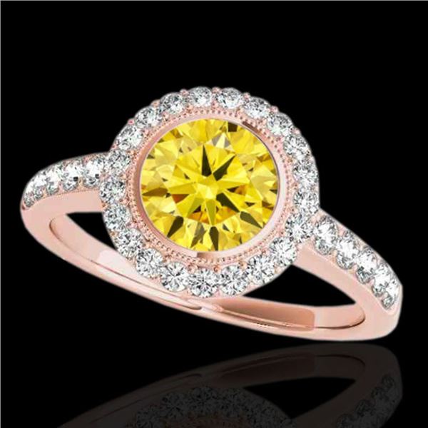 1.5 ctw Certified SI/I Fancy Intense Yellow Diamond Ring 10k Rose Gold - REF-204X5A