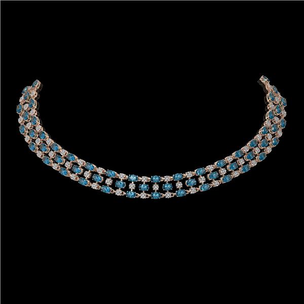 38.99 ctw London Topaz & Diamond Necklace 10K Rose Gold - REF-427N3F