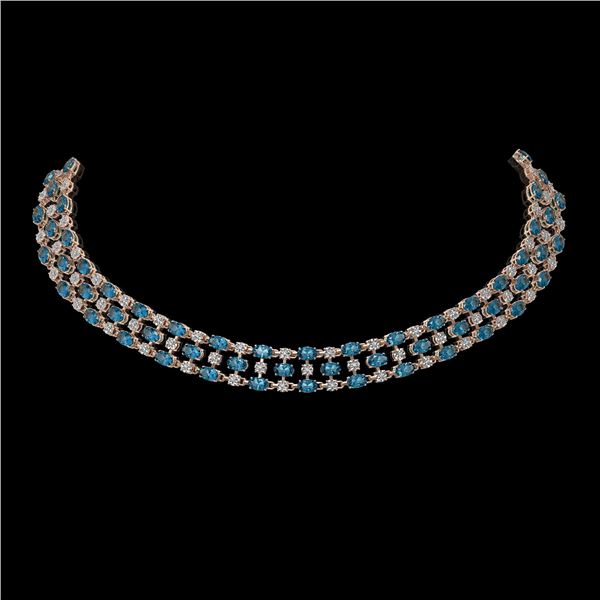 38.99 ctw London Topaz & Diamond Necklace 10K Rose Gold - REF-427N3F