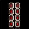 Image 1 : 17.8 ctw Garnet & Diamond Micro Pave Halo Earrings 10k Rose Gold - REF-174Y2X