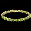 Image 2 : 19.7 ctw Peridot & VS/SI Diamond Eternity Bracelet 10k Yellow Gold - REF-118W5H