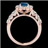 Image 2 : 2.9 ctw SI Certified Fancy Blue Diamond Solitaire Halo Ring 10k Rose Gold - REF-228F3M