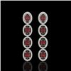 Image 1 : 6.2 ctw Garnet & Diamond Micro Pave Halo Earrings 10k White Gold - REF-143H6R
