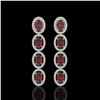 Image 1 : 6.2 ctw Garnet & Diamond Micro Pave Halo Earrings 10k White Gold - REF-143H6R