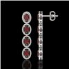 Image 2 : 6.2 ctw Garnet & Diamond Micro Pave Halo Earrings 10k White Gold - REF-143H6R