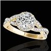 Image 1 : 1.54 ctw Certified Diamond Solitaire Halo Ring 10k Yellow Gold - REF-204H5R